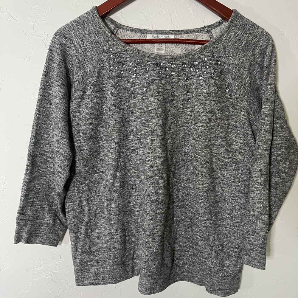 Motherhood Maternity‎ Gray Embellished Sweatshirt Medium